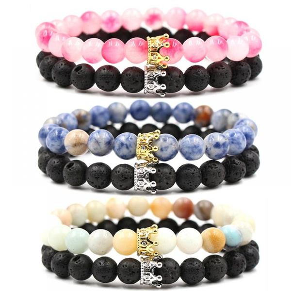 2 pcs/set charm micro inset zircon crown natural bracelet for women men volcanic natural stone elastic bracelet bangle jewelry, Golden;silver
2 pcs/set charm micro inset zircon crown natural bracelet for women men volcanic natural stone elastic bracelet bangle jewelry, Golden;silver