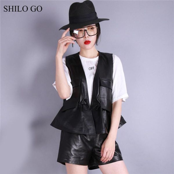 shilo go leather vest womens summer fashion sheepskin genuine leather long vest v neck front pocket tie waist a line, Black;white
shilo go leather vest womens summer fashion sheepskin genuine leather long vest v neck front pocket tie waist a line, Black;white