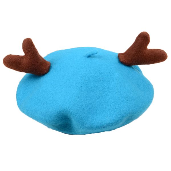 doubchow kids girl boys reindeer horn cartoon pattern artist french style berets cap hats 2020 children wool warm baret flat hat, Blue;gray
doubchow kids girl boys reindeer horn cartoon pattern artist french style berets cap hats 2020 children wool warm baret flat hat, Blue;gray