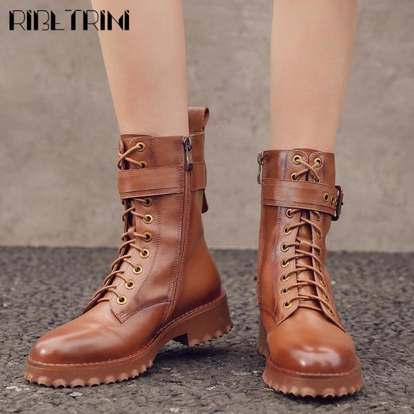 ribetrini genuine leather retro ladies luxury fashion shoes platform buckle lace up mid calf women boots sewing boots, Black
ribetrini genuine leather retro ladies luxury fashion shoes platform buckle lace up mid calf women boots sewing boots, Black