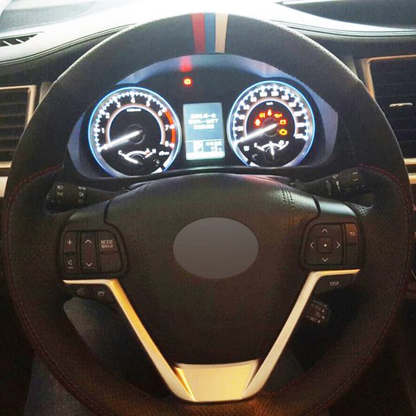 diy hand-stitched black genuine leather suede car steering wheel cover for toyota highlander 2015-2017
diy hand-stitched black genuine leather suede car steering wheel cover for toyota highlander 2015-2017
