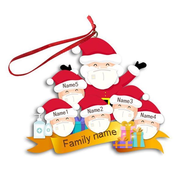 Family Face Mask Of 3 4 5 6 Christmas Ornament Personalized Pandemic Xmas Tree Snowman Hanging Pendents Party Supplies Decoration F91602