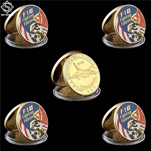 5pcs american f-16 fighting falcon metal military coin craft usa eagle 1oz gold plated air force challenge badge medal
5pcs american f-16 fighting falcon metal military coin craft usa eagle 1oz gold plated air force challenge badge medal