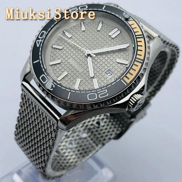 bliger 41mm silver case sapphire glass ceramic bezel gray sterile dial date luminous waterproof men's automatic watch, Slivery;brown
bliger 41mm silver case sapphire glass ceramic bezel gray sterile dial date luminous waterproof men's automatic watch, Slivery;brown