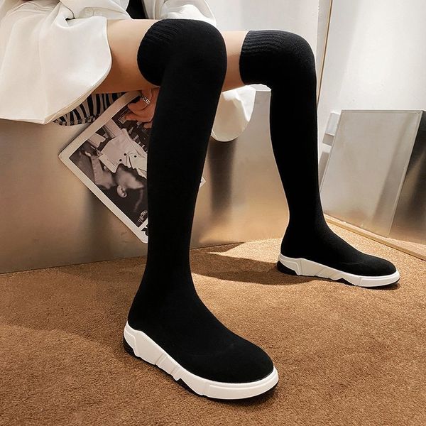 2021 women stretch sock long thigh high boots chunky platform fetish over the knee boots stripper winter gray mom fashion shoes, Black
2021 women stretch sock long thigh high boots chunky platform fetish over the knee boots stripper winter gray mom fashion shoes, Black