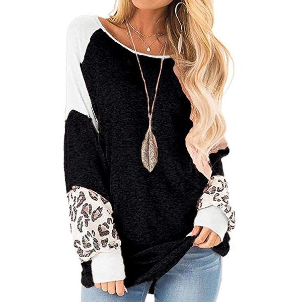 new autumn women girl full sleeve round neck t shirts cotton leopard patchwork casual oversized sweatshirt t shirts, White
new autumn women girl full sleeve round neck t shirts cotton leopard patchwork casual oversized sweatshirt t shirts, White