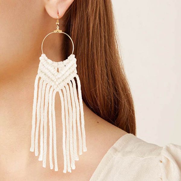 hand woven earrings dangle and chandelier women cotton rope knot tassel ear drop long fringe 9 colors wholesale, Silver
hand woven earrings dangle and chandelier women cotton rope knot tassel ear drop long fringe 9 colors wholesale, Silver