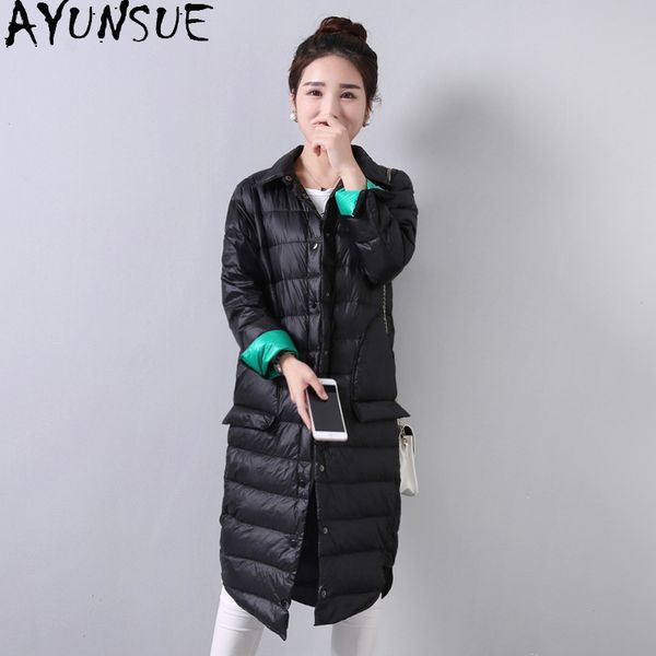 ayunsue women's down jacket long woman coat autumn winter ultra light duck down jackets for women parkas mujer chaqueta kj5666, Black
ayunsue women's down jacket long woman coat autumn winter ultra light duck down jackets for women parkas mujer chaqueta kj5666, Black