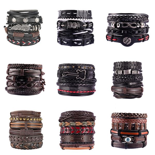 fashion mens punk style vintage multilayer 18cm long link leather bracelet, Black
fashion mens punk style vintage multilayer 18cm long link leather bracelet, Black