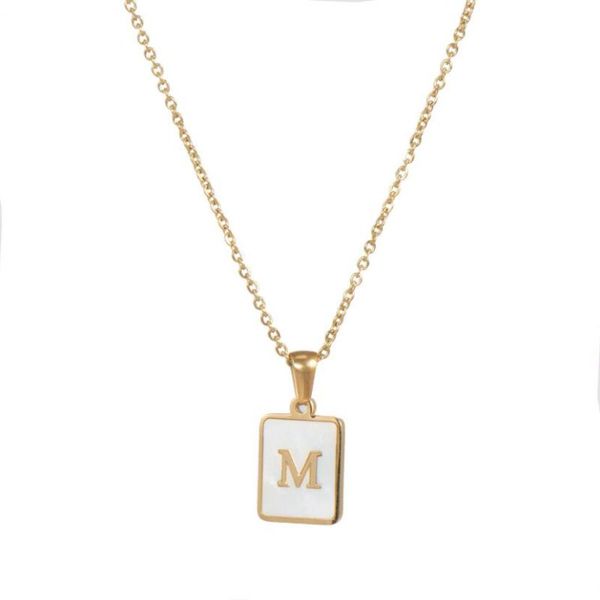 1pc a-z alphabet necklace gold color stainless steel id jewelry white shell square pendant necklace women girl letter, Silver
1pc a-z alphabet necklace gold color stainless steel id jewelry white shell square pendant necklace women girl letter, Silver