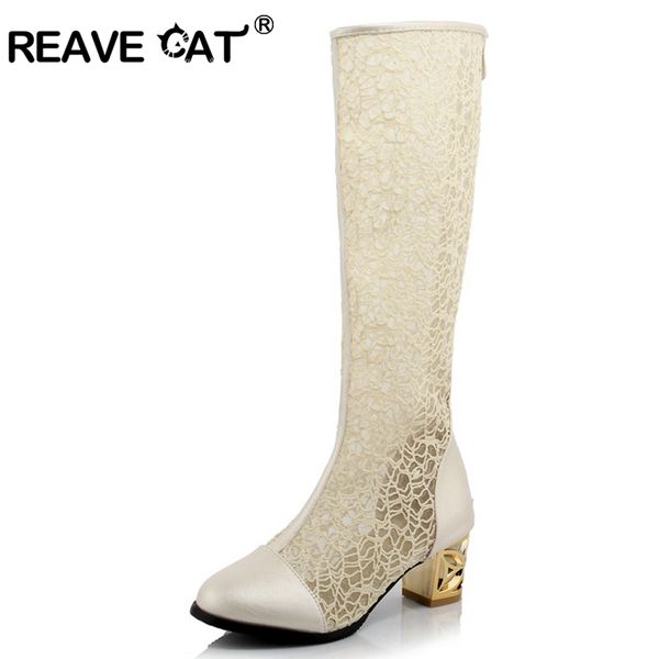 reave cat women summer boots middle metal heel spring summer round toe zipper knee boots ladies shoes plus size 46 a355, Black
reave cat women summer boots middle metal heel spring summer round toe zipper knee boots ladies shoes plus size 46 a355, Black