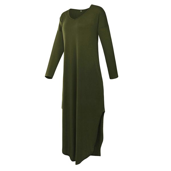women's v neck long sleeve side pocket split beach loose long maxi dress, White;black
women's v neck long sleeve side pocket split beach loose long maxi dress, White;black