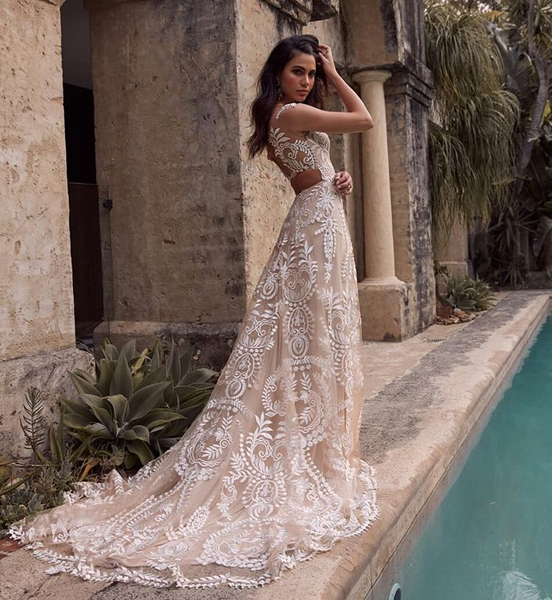 2020 Unique Vintage Bridal Gowns Boho Lace Wedding Dress Sexy Open Back Chic Beach Wedding Gowns, Ivory
2020 Unique Vintage Bridal Gowns Boho Lace Wedding Dress Sexy Open Back Chic Beach Wedding Gowns, Ivory