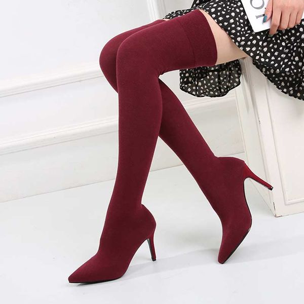 over the knee boots women stretch knitted sock boots lady knee high heels autumn party thin heels botas de mujer, Black
over the knee boots women stretch knitted sock boots lady knee high heels autumn party thin heels botas de mujer, Black
