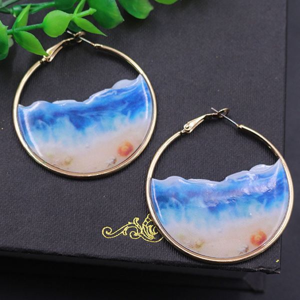 fashion oversized circle blue ocean hoop earrings summer beach enamel sea shell large round earrings holiday jewelry, Golden;silver
fashion oversized circle blue ocean hoop earrings summer beach enamel sea shell large round earrings holiday jewelry, Golden;silver