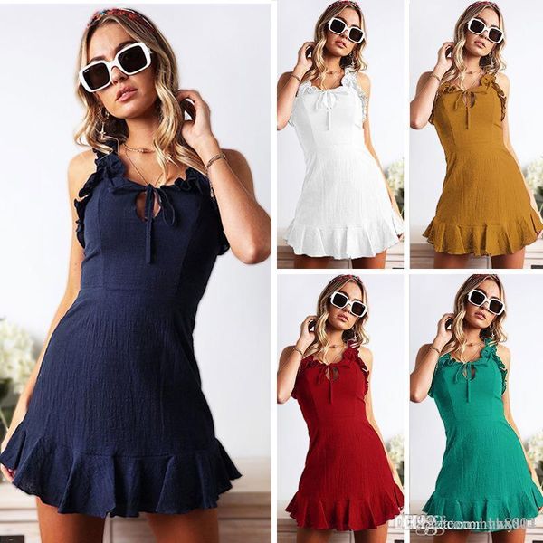european and american spring new women's wear lotus leaf sleeveless sling spring and summer 2019 dress online wholesale, Black;gray
european and american spring new women's wear lotus leaf sleeveless sling spring and summer 2019 dress online wholesale, Black;gray
