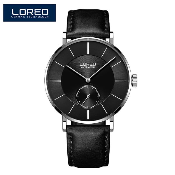 loreo new men's classic ultra-thin mechanical watches business waterproof clock genuine leather automatic watch, Slivery;brown
loreo new men's classic ultra-thin mechanical watches business waterproof clock genuine leather automatic watch, Slivery;brown