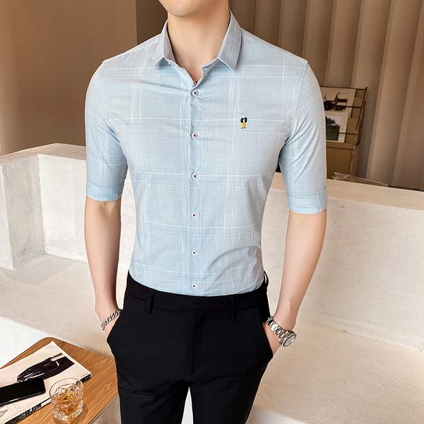 2020 new men's shirts summer half sleeve shirt casual slim solid embroidery shirt business streetwear social dress men clothing, White;black
2020 new men's shirts summer half sleeve shirt casual slim solid embroidery shirt business streetwear social dress men clothing, White;black