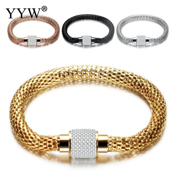link, chain yyw 2021 4 colors stainless steel mesh bracelet with rhinestone decoration bracelets for men women fashion jewelry gifts, Black 
link, chain yyw 2021 4 colors stainless steel mesh bracelet with rhinestone decoration bracelets for men women fashion jewelry gifts, Black