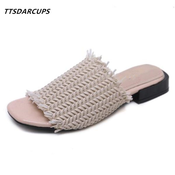 slippers women's shoes european and american fashion weave the flat bottom slacker square head elastic sandals, Black
slippers women's shoes european and american fashion weave the flat bottom slacker square head elastic sandals, Black