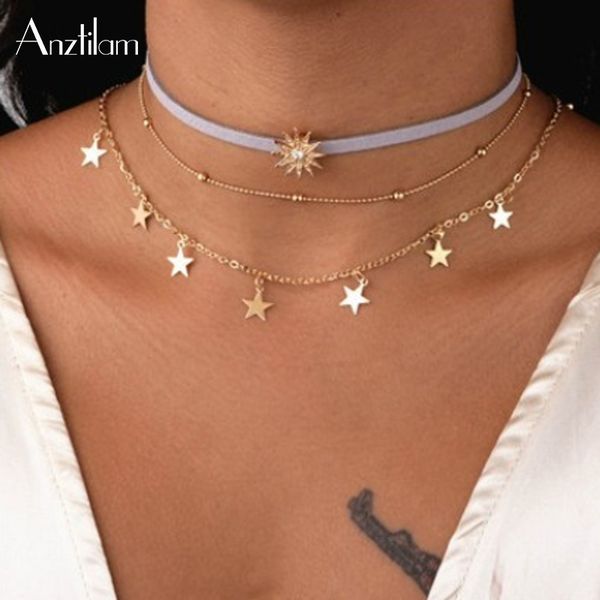 anztilam fashion alloy sun and star gold necklace women choker necklaces pendants femme chain jewelry gifts, Silver
anztilam fashion alloy sun and star gold necklace women choker necklaces pendants femme chain jewelry gifts, Silver