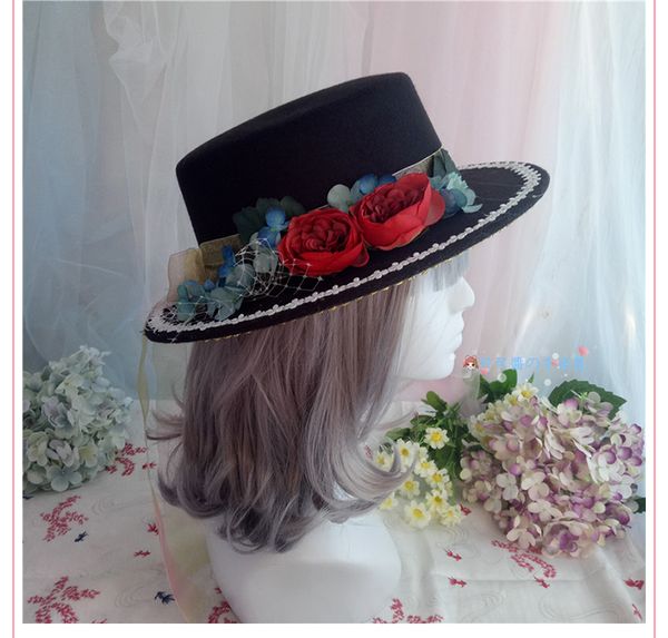 2020 design women lolita hat fairy flower lace bow fedora cap vintage girls wool felt cosplay show costume flat fedora headwear, Blue;gray
2020 design women lolita hat fairy flower lace bow fedora cap vintage girls wool felt cosplay show costume flat fedora headwear, Blue;gray