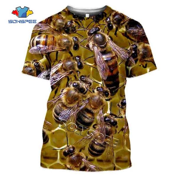 summer insect bee print 3d print shirts horror humor harajuku men clothing