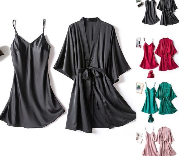 summer satin silk pajamas women solid colors spaghetti strap nightdress lingerie robes set underwear sleepwear99, Black;red
summer satin silk pajamas women solid colors spaghetti strap nightdress lingerie robes set underwear sleepwear99, Black;red