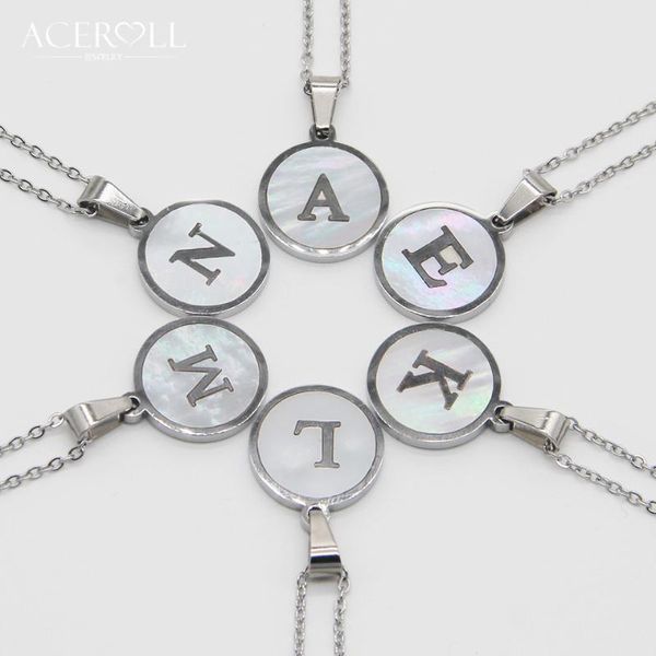 aceroll initial letter necklace - silver color stainless steel round mother of pearl alphabet name pendant necklace for women
aceroll initial letter necklace - silver color stainless steel round mother of pearl alphabet name pendant necklace for women
