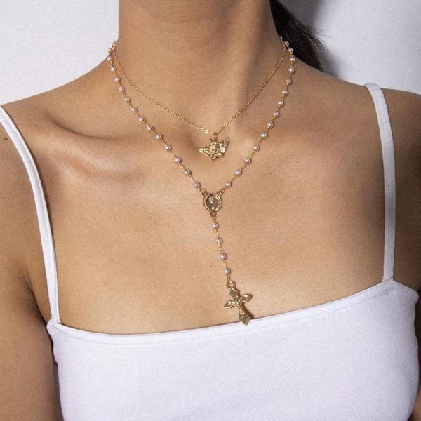 pendant necklaces cross-border jewelry retro little angel geometric necklace temperament imitation pearl y-shaped cross tassel, Silver
pendant necklaces cross-border jewelry retro little angel geometric necklace temperament imitation pearl y-shaped cross tassel, Silver