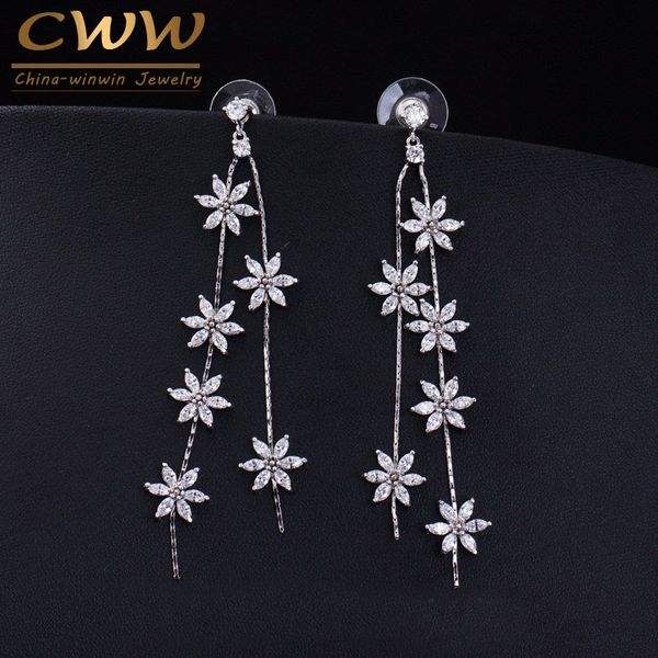 dangle & chandelier cwwzircons fashion dangling style cubic zirconia pave 8.2 cm flower drop long chain earings jewelry for women cz277, Silver
dangle & chandelier cwwzircons fashion dangling style cubic zirconia pave 8.2 cm flower drop long chain earings jewelry for women cz277, Silver