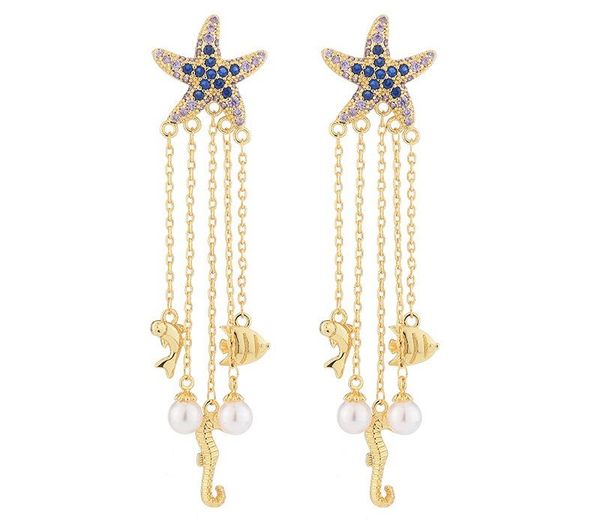 bling cubic zirconia gold plated jewelry fashion starfish fish pearl tassel earrings for women 925 silver needle full diamond stud11, Golden;silver
bling cubic zirconia gold plated jewelry fashion starfish fish pearl tassel earrings for women 925 silver needle full diamond stud11, Golden;silver