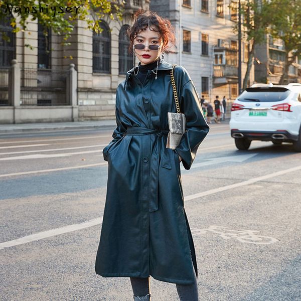 women long faux leather motorcycle windbreaker jacket with belt plus size streetwear female outwear jaqueta de couro autumn new, Black
women long faux leather motorcycle windbreaker jacket with belt plus size streetwear female outwear jaqueta de couro autumn new, Black