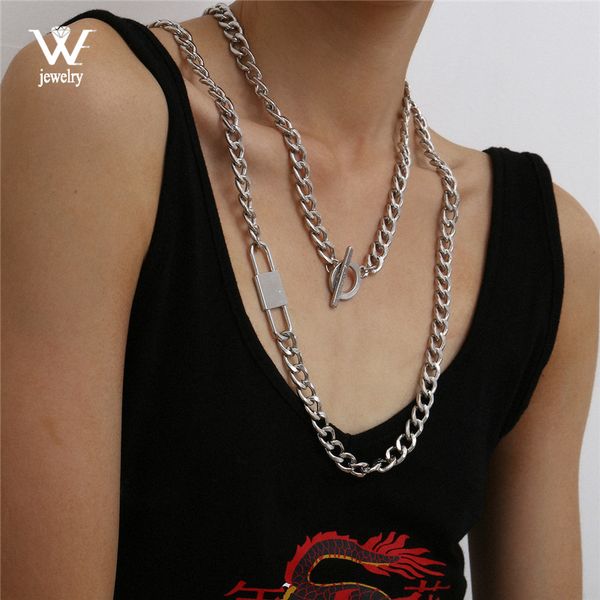 we gothic punk cool lock pendant choker necklace punk men multilayer lariat long chain necklace collar women jewelry, Silver
we gothic punk cool lock pendant choker necklace punk men multilayer lariat long chain necklace collar women jewelry, Silver