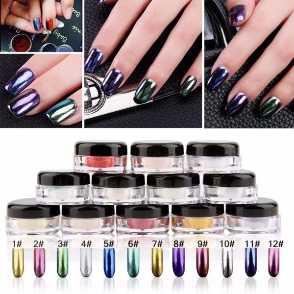 12 boxes magic mirror chrome effect dust shimmer nail art powder 12 colors + brushes manicure nail art decoration powder, Silver;gold
12 boxes magic mirror chrome effect dust shimmer nail art powder 12 colors + brushes manicure nail art decoration powder, Silver;gold