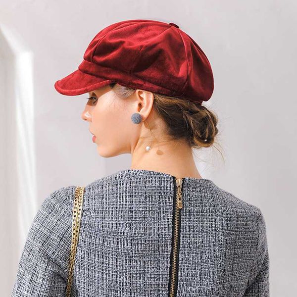 velvet women beret autumn winter octagonal cap hats stylish artist painter newsboy caps black red beret hats m154, Blue;gray
velvet women beret autumn winter octagonal cap hats stylish artist painter newsboy caps black red beret hats m154, Blue;gray