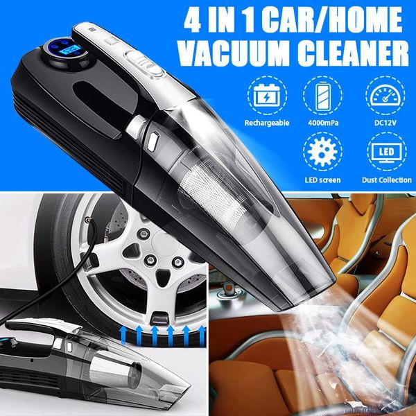 4-in-1 portable 5000mpa 120w 12v car wet/dry auto vacuum cleaner with smart digital tire inflator pump pressure gauge led light
4-in-1 portable 5000mpa 120w 12v car wet/dry auto vacuum cleaner with smart digital tire inflator pump pressure gauge led light