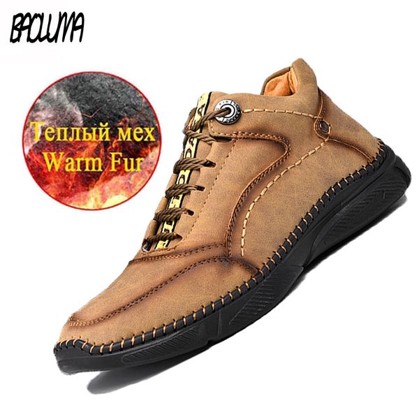 men's winter boots handmade leather men's boots fur warm snow outdoor comfortable men ankle winter shoes men, Black
men's winter boots handmade leather men's boots fur warm snow outdoor comfortable men ankle winter shoes men, Black