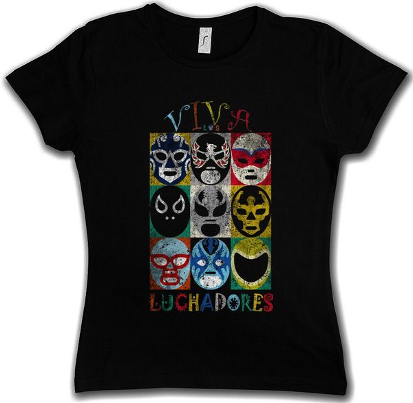 luchadores woman t-shirt wrestling wrestler mexican mexico latino mask masks