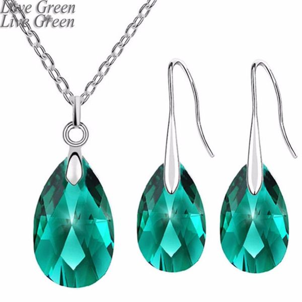 party wedding summer beach brand bridal austrian crystal tear drop pendant necklace earrings jewelry sets 80335, Silver
party wedding summer beach brand bridal austrian crystal tear drop pendant necklace earrings jewelry sets 80335, Silver