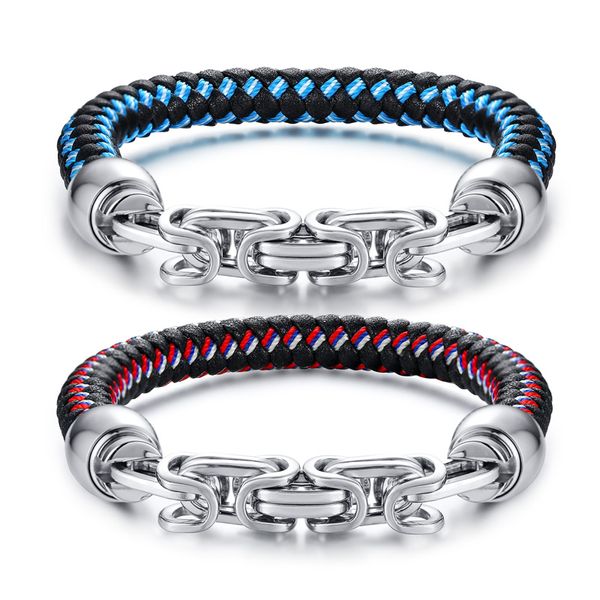 charm bracelets exotic style trendy stainless steel jewelry men's chain genuine leather braided red and blue bracelet accessories sale, Golden;silver
charm bracelets exotic style trendy stainless steel jewelry men's chain genuine leather braided red and blue bracelet accessories sale, Golden;silver