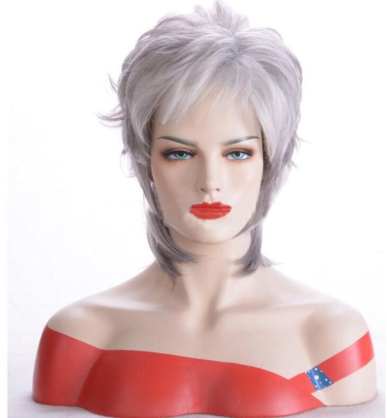 fashion women's gray short straight hair wig synthteic high temperature wig, Black
fashion women's gray short straight hair wig synthteic high temperature wig, Black