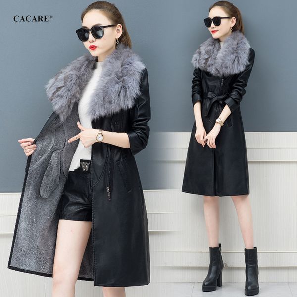 leather long coat women slim faux leather jacket blend linning 4 colors f0029 double breasted detachable faux fur collar, Black
leather long coat women slim faux leather jacket blend linning 4 colors f0029 double breasted detachable faux fur collar, Black