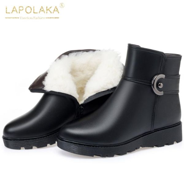 lapolaka new genuine leather keep warm wool plush fur winter snow boots woman shoes ankle boots, Black
lapolaka new genuine leather keep warm wool plush fur winter snow boots woman shoes ankle boots, Black