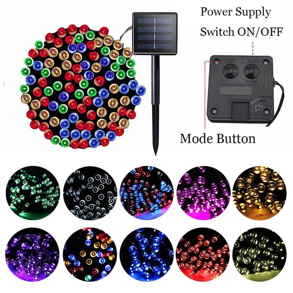 Edison2011 200 Led Solar Fairy Lights Outdoor Lighting Waterproof Patio String Lights Solar Garland Garden Light Christmas Party Home Decor