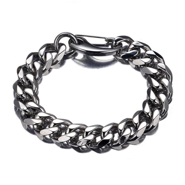 15mm wide 7-11 inches length silver color men's chain bracelet stainless steel polishing curb cuban link chain bangle, Black
15mm wide 7-11 inches length silver color men's chain bracelet stainless steel polishing curb cuban link chain bangle, Black