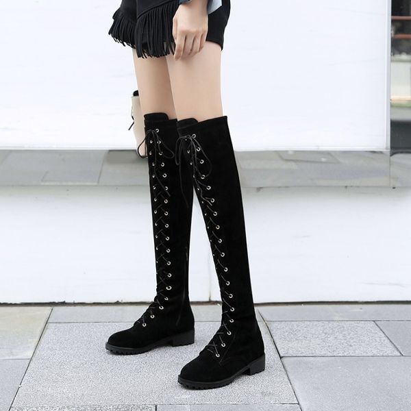 pxelena rome lace up riding over the knee boots women square low heels comfort thigh high knight boots combat shoes hot, Black
pxelena rome lace up riding over the knee boots women square low heels comfort thigh high knight boots combat shoes hot, Black