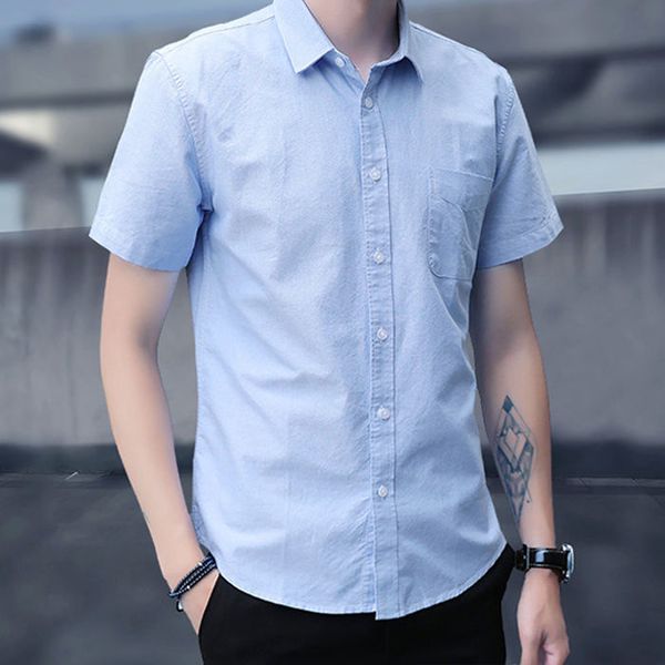 men's summer short-sleeved shirt half-sleeved pure color casual slim korean style trendy young and middle-aged inch clothes, White;black
men's summer short-sleeved shirt half-sleeved pure color casual slim korean style trendy young and middle-aged inch clothes, White;black