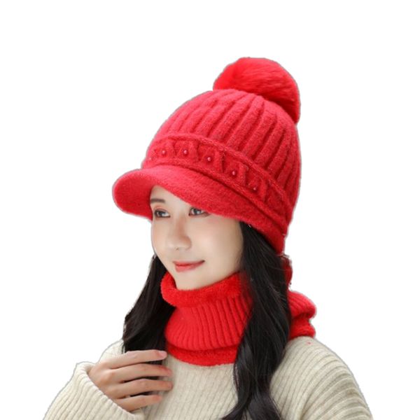 new women's hat winter beanie knitted hat scarf set bonnet girl 's with fur pom pom female cap, Blue;gray
new women's hat winter beanie knitted hat scarf set bonnet girl 's with fur pom pom female cap, Blue;gray