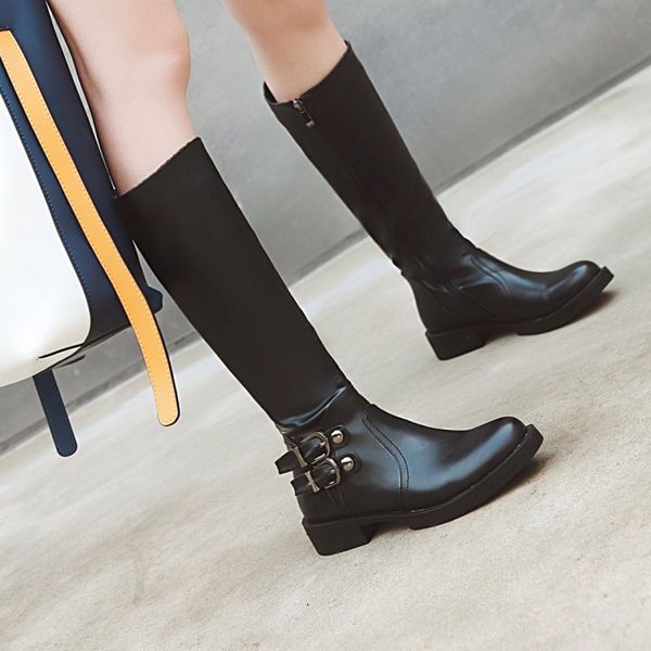 pxelena 2020 winter riding knight knee high boots women buckle decor square low heels long boots female shoes comfort rome 34-43, Black
pxelena 2020 winter riding knight knee high boots women buckle decor square low heels long boots female shoes comfort rome 34-43, Black
